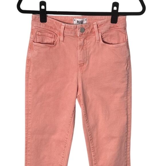 PAIGE Hoxton Straight Ankle Frayed Split Hem Jeans Vintage Coral Size 25 - Picture 10 of 12